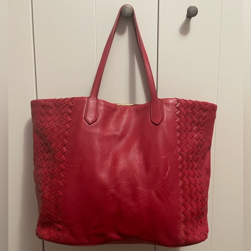 Red leather bag soft and light weight NEW - Picture 3 of 11